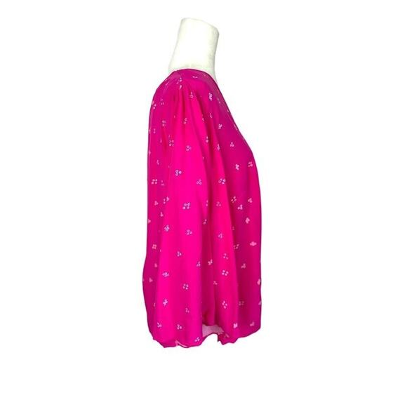 Ava & Viv Pink Top Blouse Rayon Geometric Flutter 3/4 Sleeve V Neck Plus Size X - Picture 3 of 7